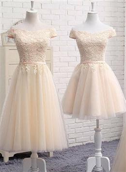 Picture of Lovely Tulle Cap Sleeves Party Dress, Bridesmaid Dresses for Sale